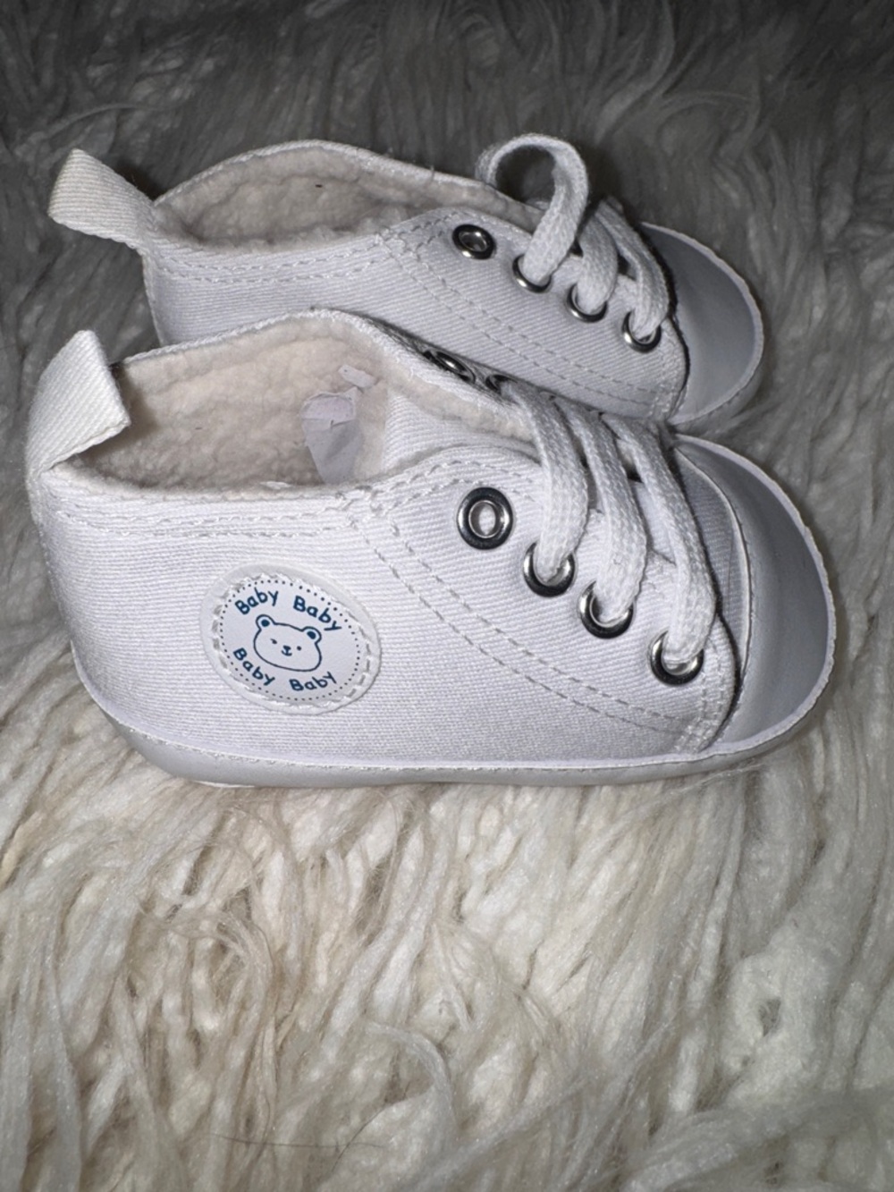 White Baby Canvas High-Top Walker Shoes